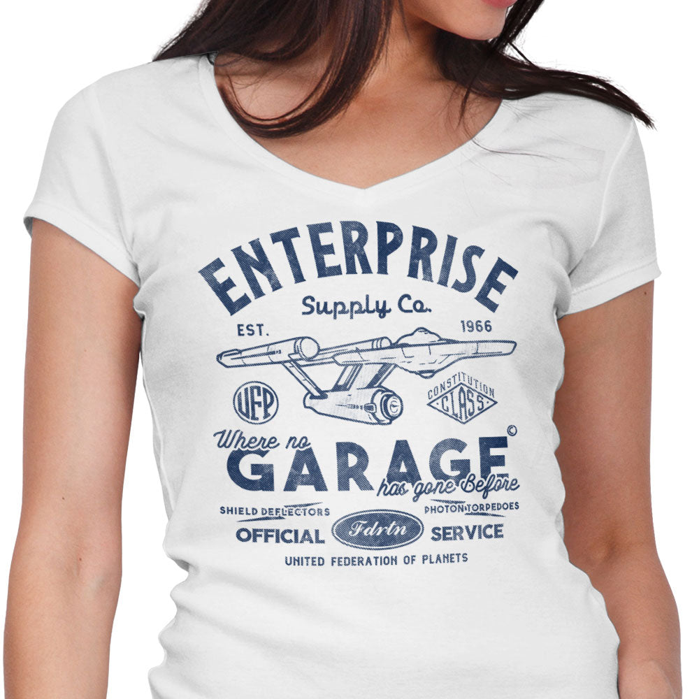 Enterprise Garage Women's V-Neck - Adult & Kids T-Shirts, Sweatshirts & Hoodies apparel design preview 1