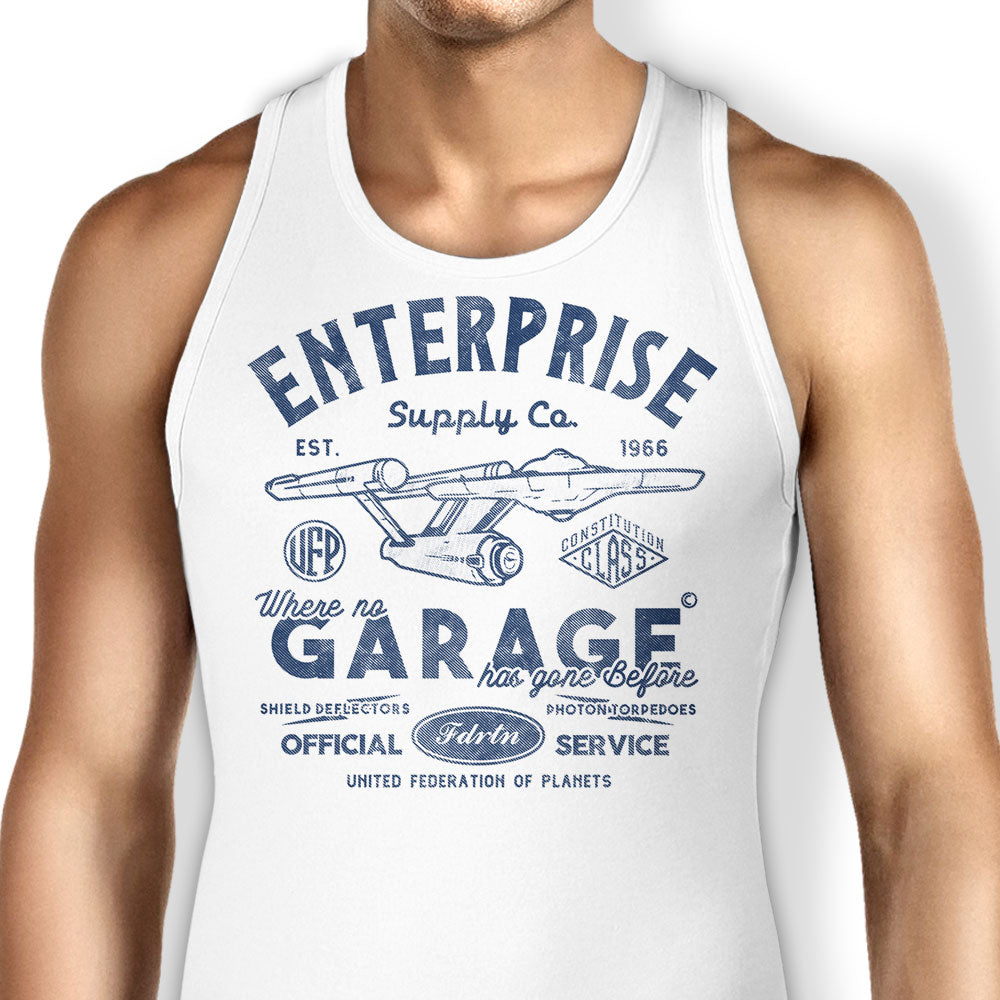 Enterprise Garage Tank Top - Adult & Kids T-Shirts, Sweatshirts & Hoodies apparel design preview 1