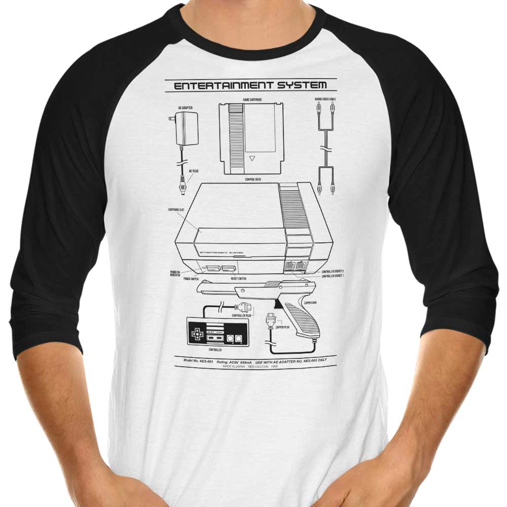 Entertainment System (Alt) 3/4 Sleeve Raglan - Adult & Kids T-Shirts, Sweatshirts & Hoodies apparel design preview 1