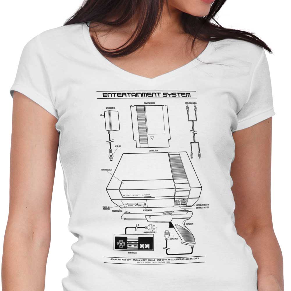 Entertainment System (Alt) Women's V-Neck - Adult & Kids T-Shirts, Sweatshirts & Hoodies apparel design preview 1
