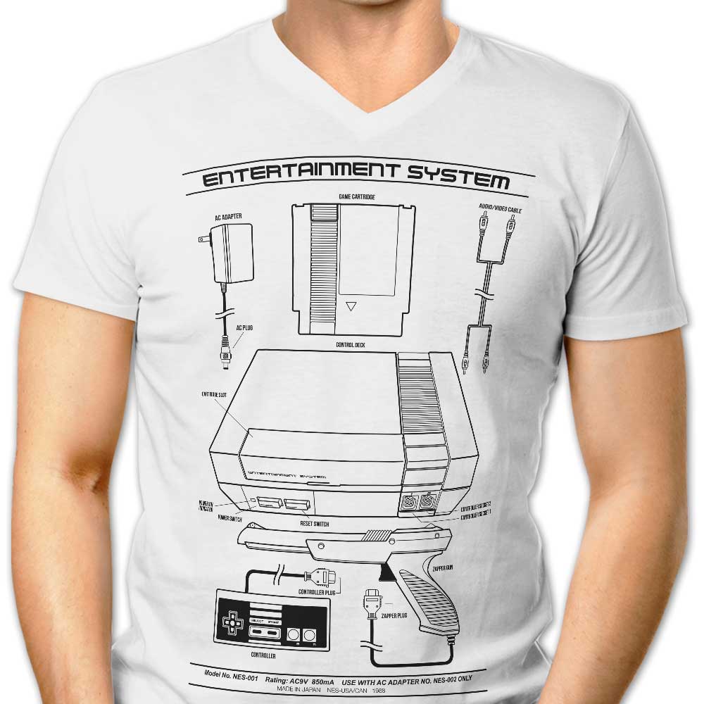 Entertainment System (Alt) Men's V-Neck - Adult & Kids T-Shirts, Sweatshirts & Hoodies apparel design preview 1