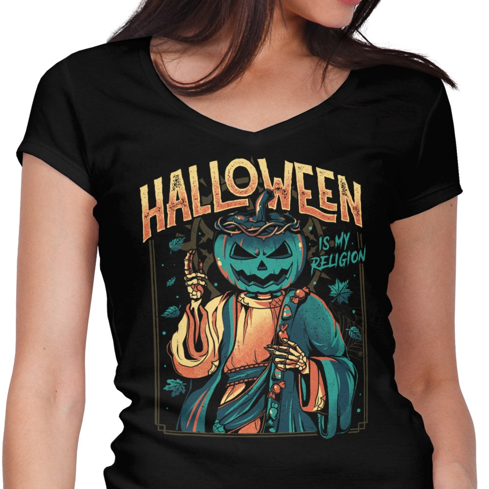 Episode 10: Halloween is My Religion Women's V-Neck - Adult & Kids T-Shirts, Sweatshirts & Hoodies apparel design preview 1