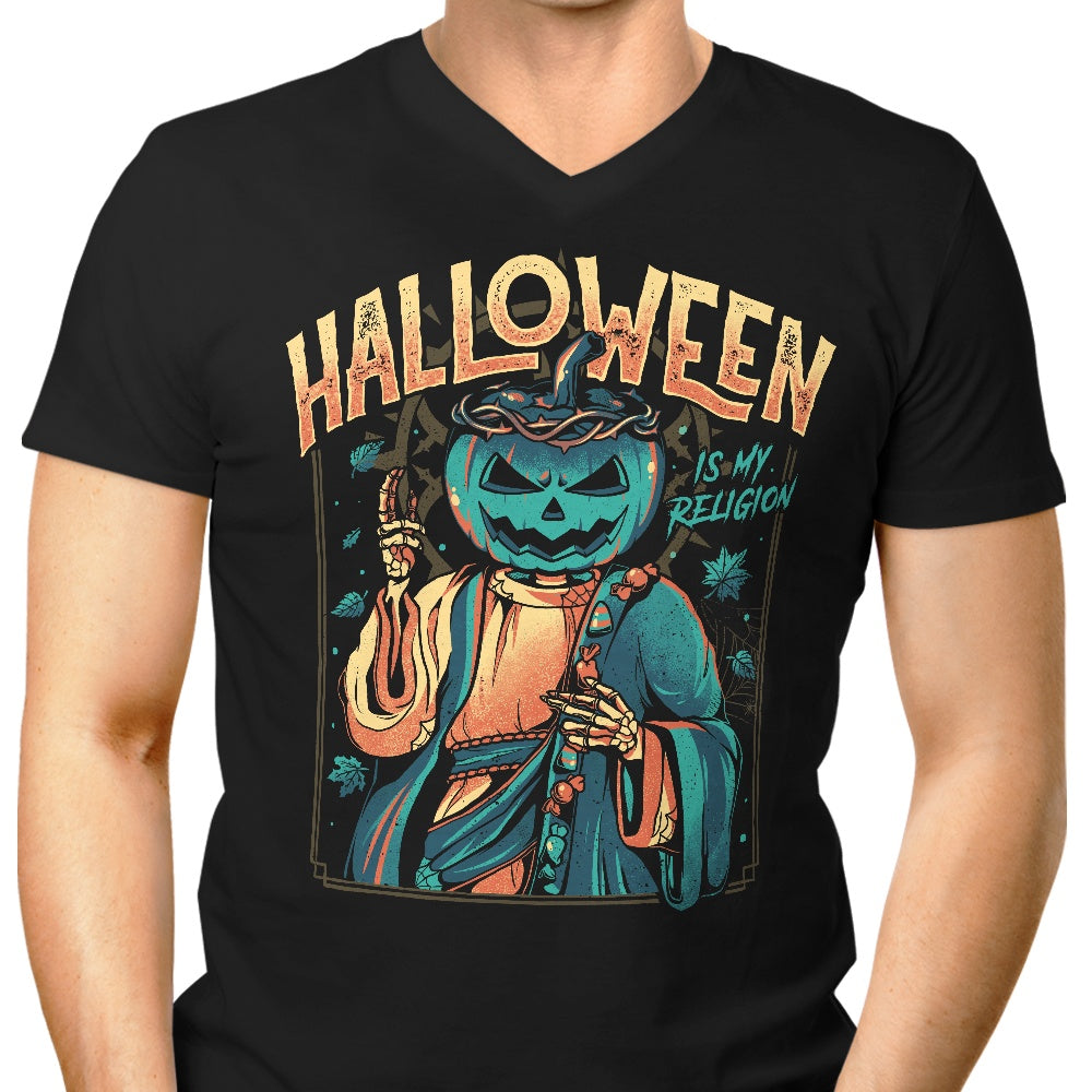 Episode 10: Halloween is My Religion Men's V-Neck - Adult & Kids T-Shirts, Sweatshirts & Hoodies apparel design preview 1
