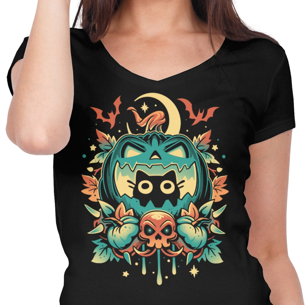 Episode 11: Halloween Cat Women's V-Neck - Adult & Kids T-Shirts, Sweatshirts & Hoodies apparel design preview 2