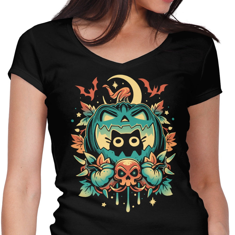 Episode 11: Halloween Cat Women's V-Neck - Adult & Kids T-Shirts, Sweatshirts & Hoodies apparel design preview 1
