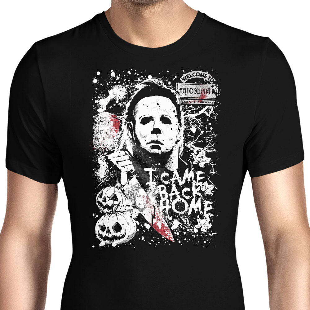 Evil in Haddonfield Men's Apparel - Adult & Kids T-Shirts, Sweatshirts & Hoodies apparel design preview 1