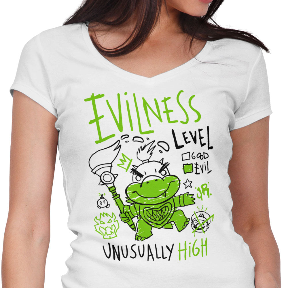 Evilness Level Women's V-Neck - Adult & Kids T-Shirts, Sweatshirts & Hoodies apparel design preview 1