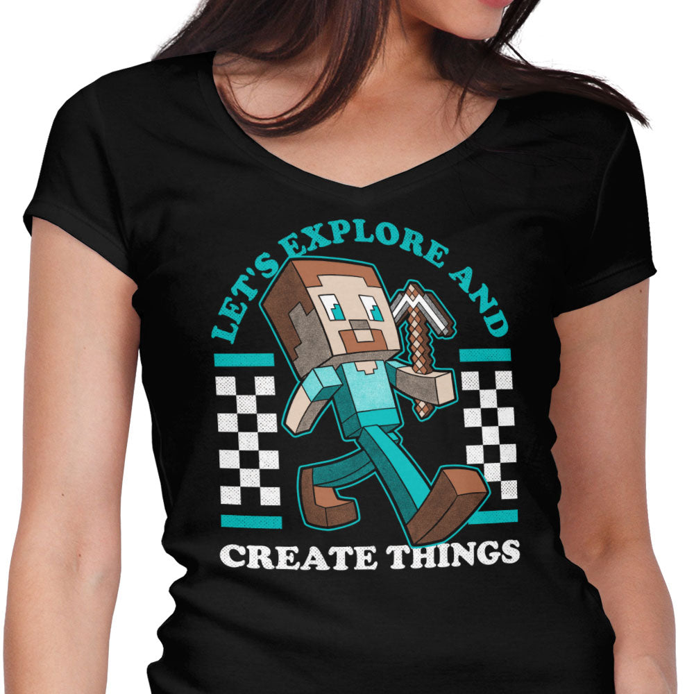 Explore and Create Women's V-Neck - Adult & Kids T-Shirts, Sweatshirts & Hoodies apparel design preview 1