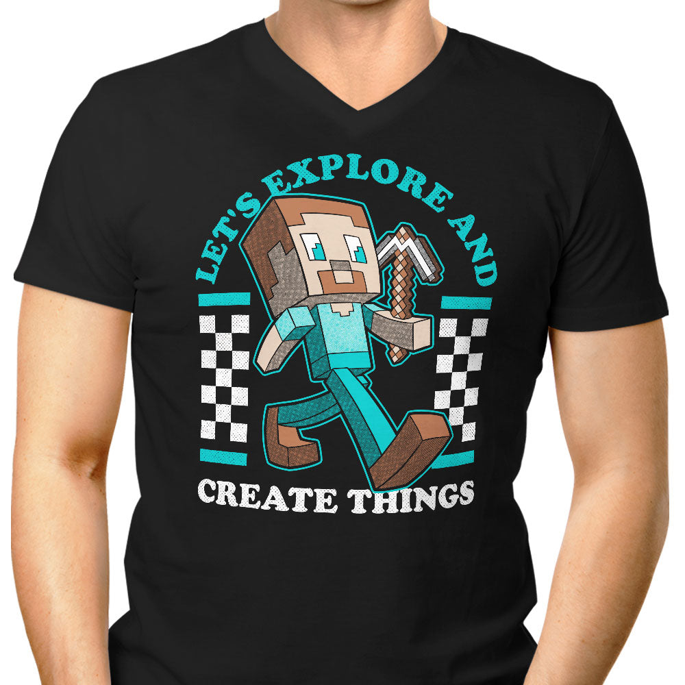 Explore and Create Men's V-Neck - Adult & Kids T-Shirts, Sweatshirts & Hoodies apparel design preview 1