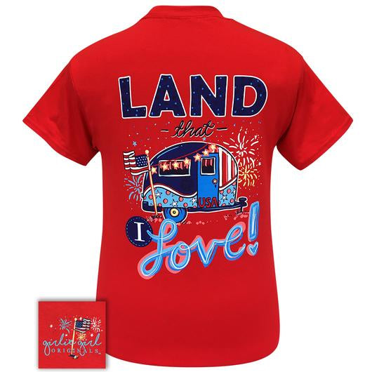 Girlie Girl Originals Preppy Land I Love Flag USA - Adult & Kids T-Shirts, Sweatshirts & Hoodies apparel design preview 1