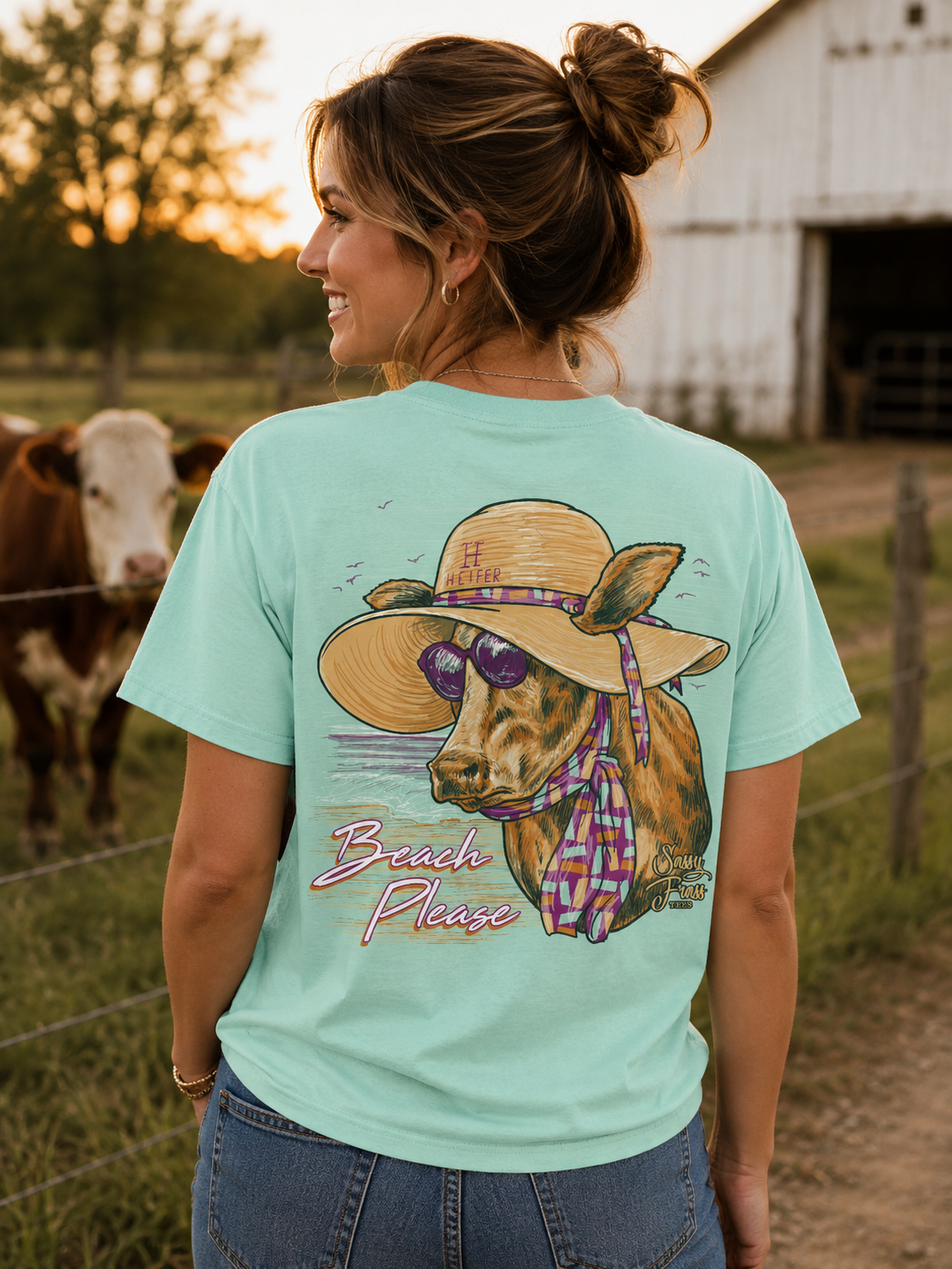 SALE Sassy Frass Beach Please Heifer Girlie Bright - Adult & Kids T-Shirts, Sweatshirts & Hoodies apparel design preview 1