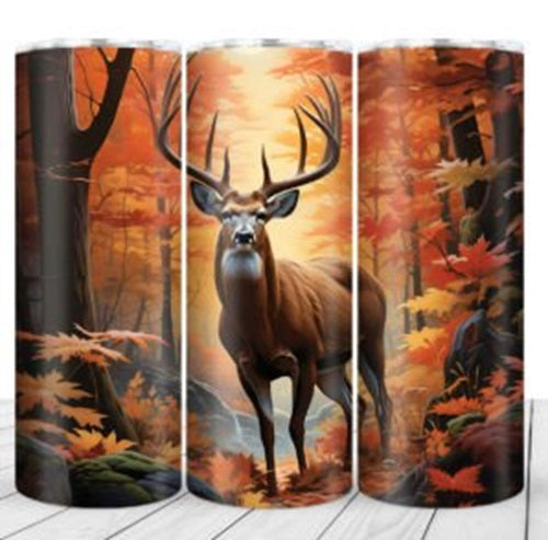 Fall Deer Buck in the Forrest 20 oz Skinny Tumbler - Adult & Kids T-Shirts, Sweatshirts & Hoodies apparel design preview 1
