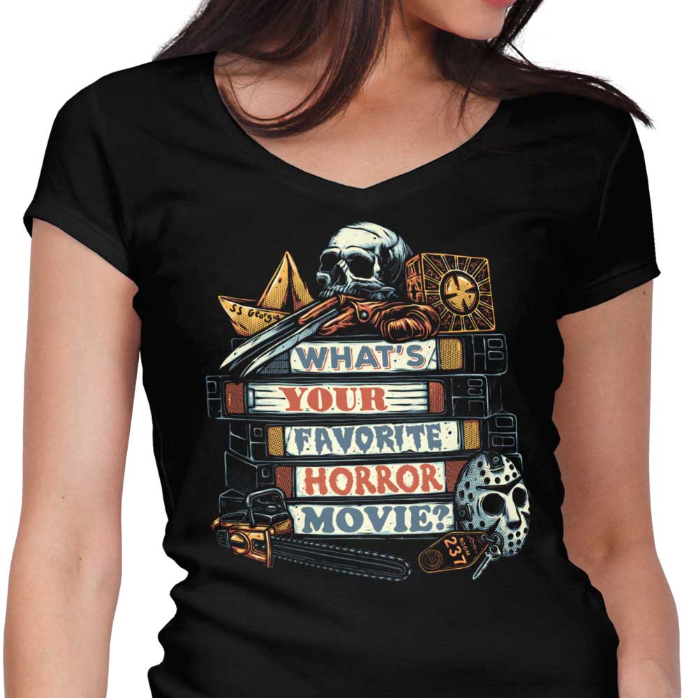 Favorite Horror Movie Women's V-Neck - Adult & Kids T-Shirts, Sweatshirts & Hoodies apparel design preview 1