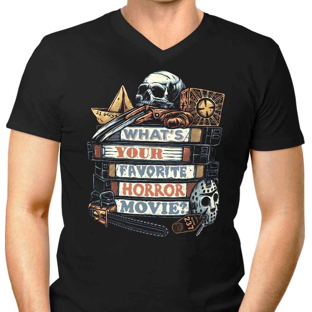 Favorite Horror Movie Men's V-Neck - Adult & Kids T-Shirts, Sweatshirts & Hoodies apparel design preview 1
