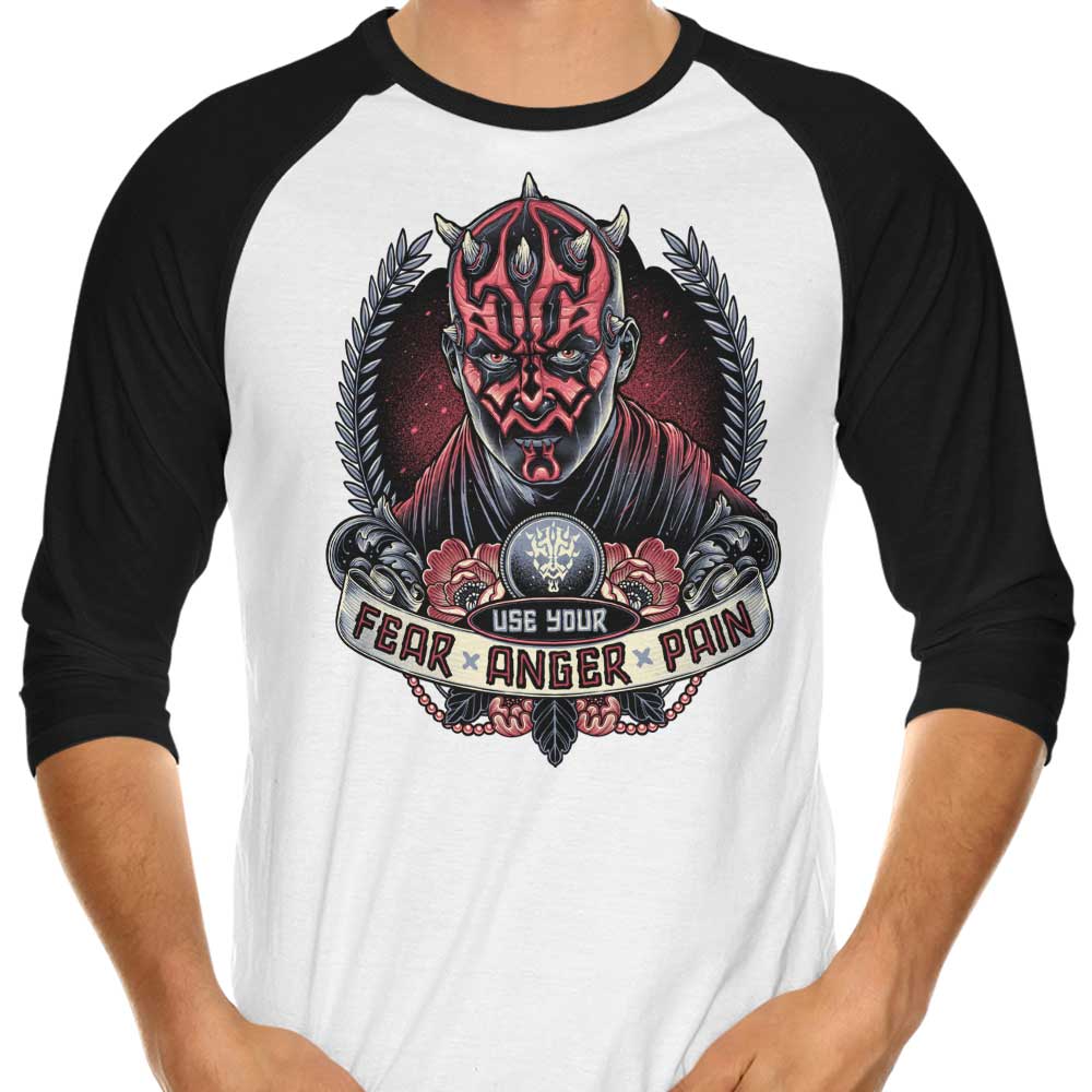 Fear, Anger, Pain 3/4 Sleeve Raglan - Adult & Kids T-Shirts, Sweatshirts & Hoodies apparel design preview 1