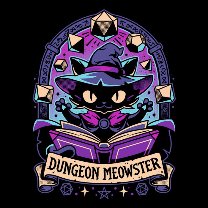 Feline Dungeon Keeper Men's Apparel - Adult & Kids T-Shirts, Sweatshirts & Hoodies apparel design preview 2