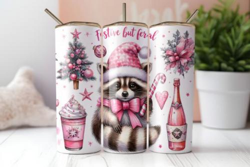 Christmas Festive but Feral Racoon Trash Panda 20 oz - Adult & Kids T-Shirts, Sweatshirts & Hoodies apparel design preview 1