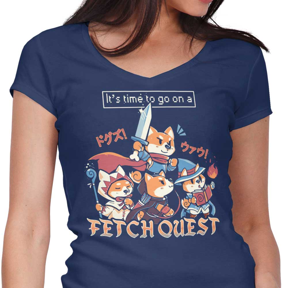 Fetch Quest Women's V-Neck - Adult & Kids T-Shirts, Sweatshirts & Hoodies apparel design preview 1
