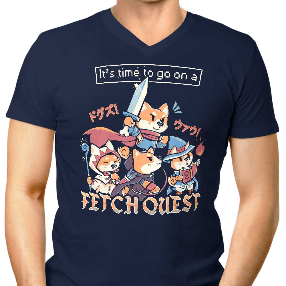 Fetch Quest Men's V-Neck - Adult & Kids T-Shirts, Sweatshirts & Hoodies apparel design preview 1