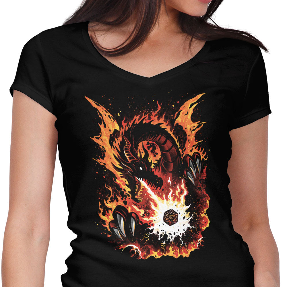 Fiery Red Dragon Women's V-Neck - Adult & Kids T-Shirts, Sweatshirts & Hoodies apparel design preview 1