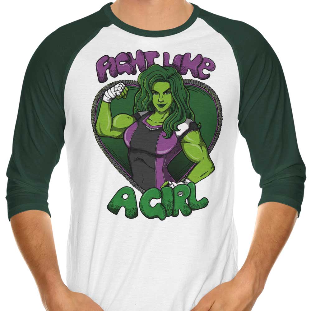Fight Like a Hulk 3/4 Sleeve Raglan - Adult & Kids T-Shirts, Sweatshirts & Hoodies apparel design preview 1