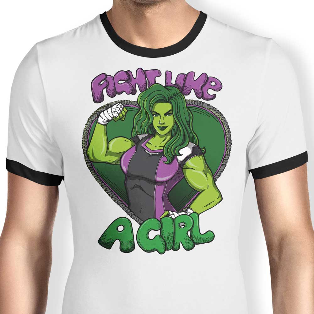 Fight Like a Hulk Ringer - Adult & Kids T-Shirts, Sweatshirts & Hoodies apparel design preview 1