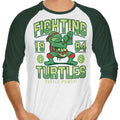 Fighting Turtles 3/4 Sleeve Raglan - Adult & Kids T-Shirts, Sweatshirts & Hoodies apparel design preview 1