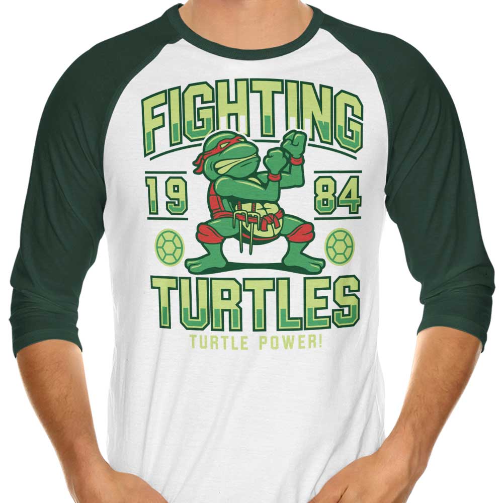 Fighting Turtles 3/4 Sleeve Raglan - Adult & Kids T-Shirts, Sweatshirts & Hoodies apparel design preview 1