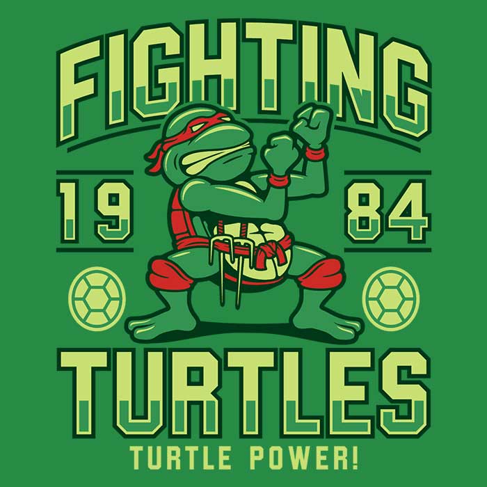 Fighting Turtles 3/4 Sleeve Raglan - Adult & Kids T-Shirts, Sweatshirts & Hoodies apparel design preview 2