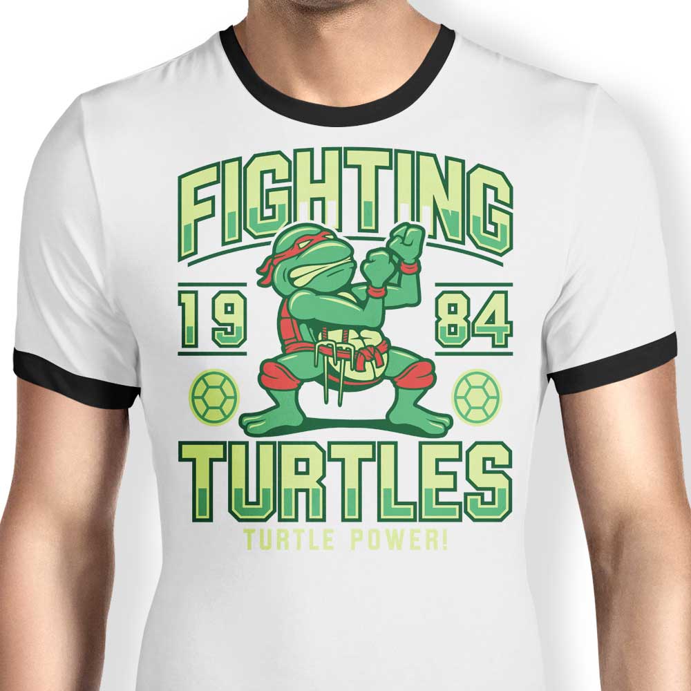 Fighting Turtles Ringer - Adult & Kids T-Shirts, Sweatshirts & Hoodies apparel design preview 1