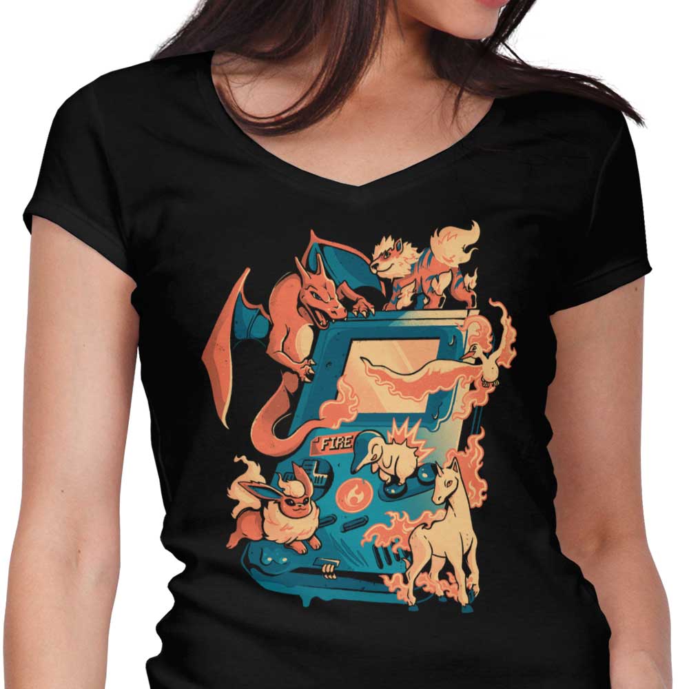 Fire Game Women's V-Neck - Adult & Kids T-Shirts, Sweatshirts & Hoodies apparel design preview 1