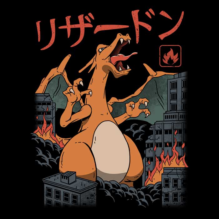 Fire Kaiju Coasters - Adult & Kids T-Shirts, Sweatshirts & Hoodies apparel design preview 1