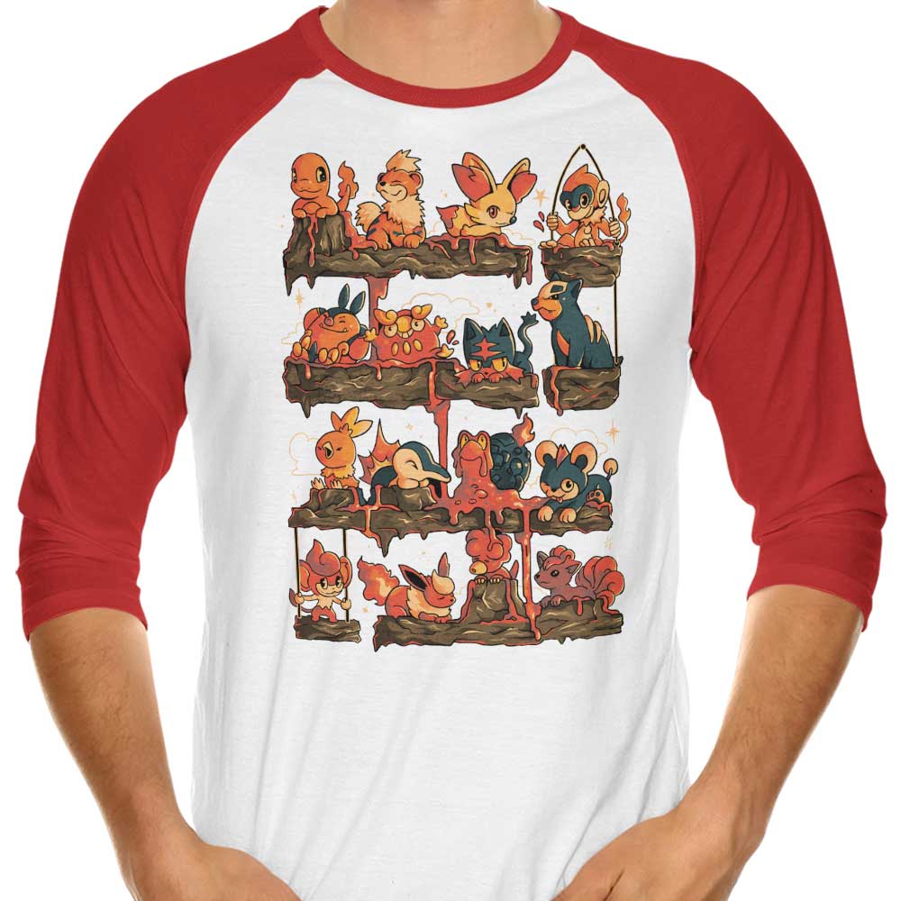 Fire Shelf 3/4 Sleeve Raglan - Adult & Kids T-Shirts, Sweatshirts & Hoodies apparel design preview 1
