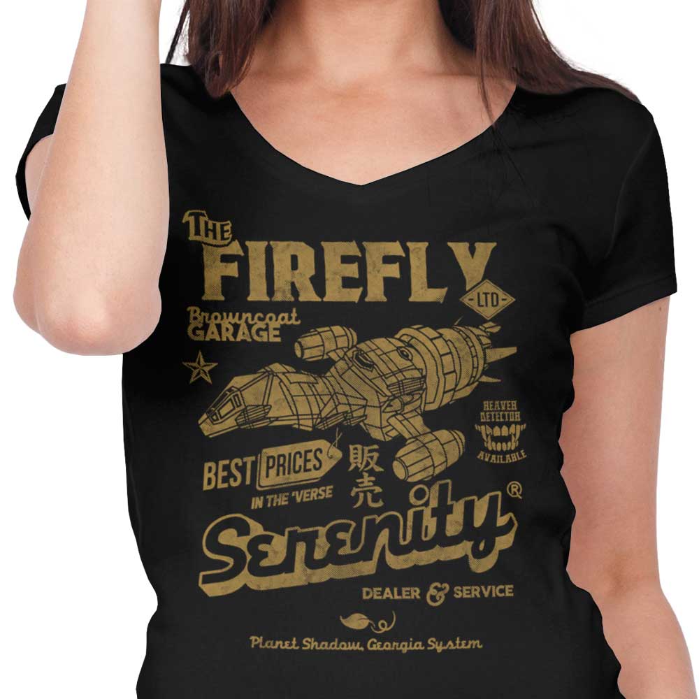 Firefly Garage Women's V-Neck - Adult & Kids T-Shirts, Sweatshirts & Hoodies apparel design preview 2
