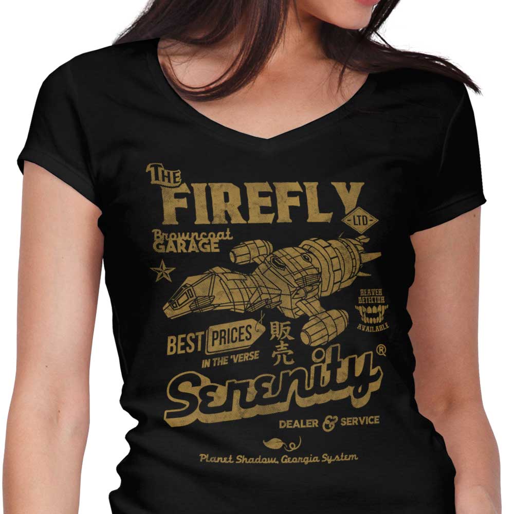 Firefly Garage Women's V-Neck - Adult & Kids T-Shirts, Sweatshirts & Hoodies apparel design preview 1