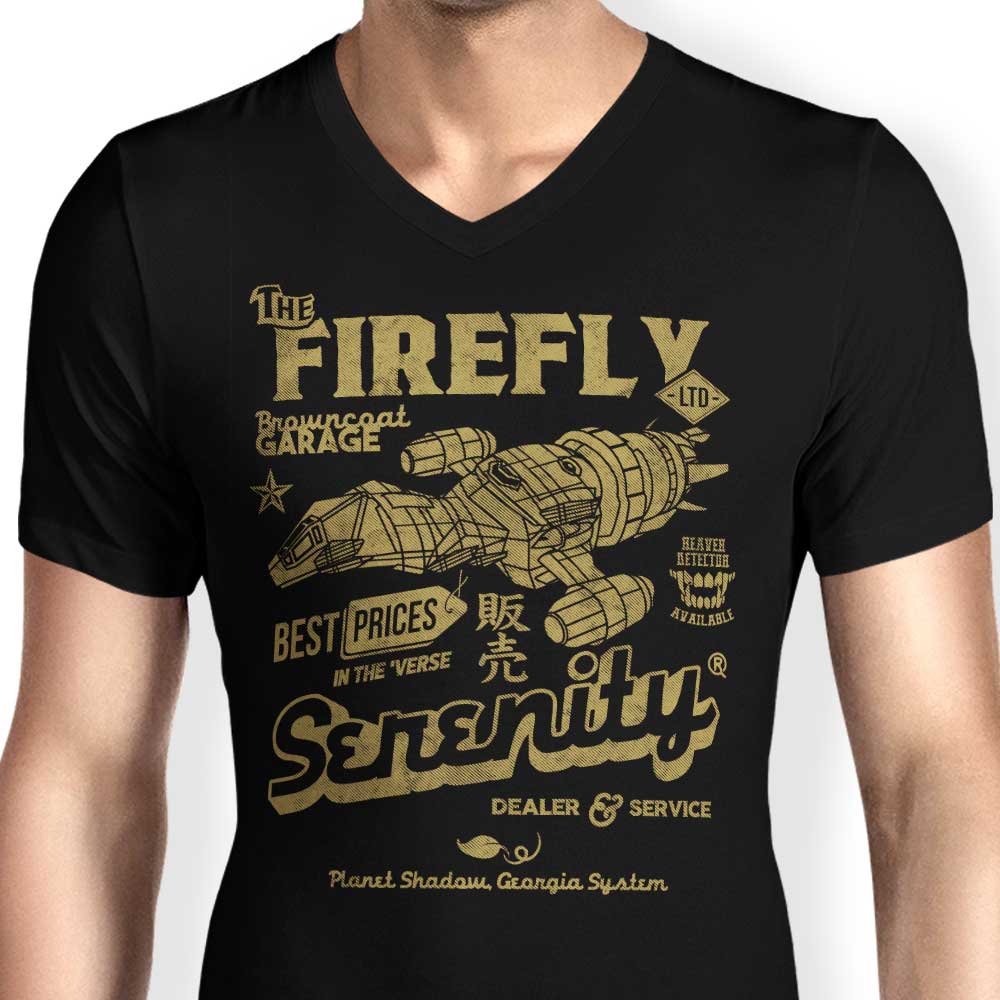 Firefly Garage Men's V-Neck - Adult & Kids T-Shirts, Sweatshirts & Hoodies apparel design preview 2