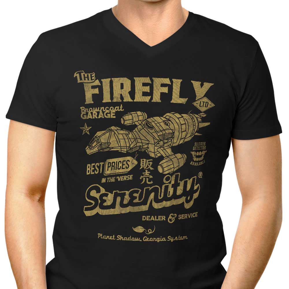 Firefly Garage Men's V-Neck - Adult & Kids T-Shirts, Sweatshirts & Hoodies apparel design preview 1