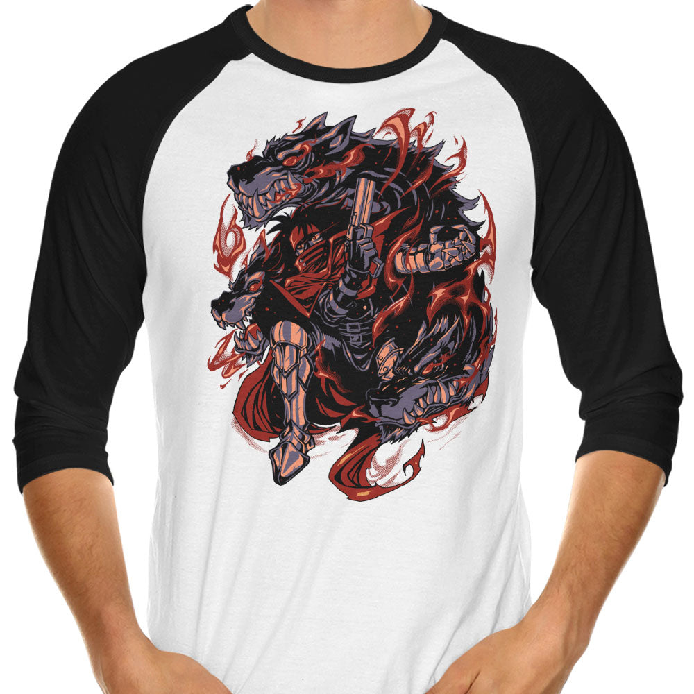 Flames of Cerberus 3/4 Sleeve Raglan - Adult & Kids T-Shirts, Sweatshirts & Hoodies apparel design preview 1