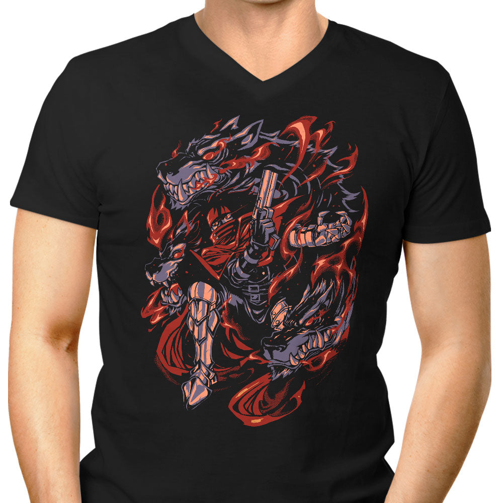 Flames of Cerberus Men's V-Neck - Adult & Kids T-Shirts, Sweatshirts & Hoodies apparel design preview 1