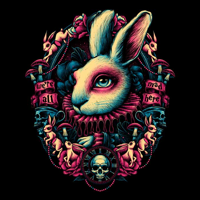 Follow the White Rabbit - Adult & Kids T-Shirts, Sweatshirts & Hoodies apparel design preview 2