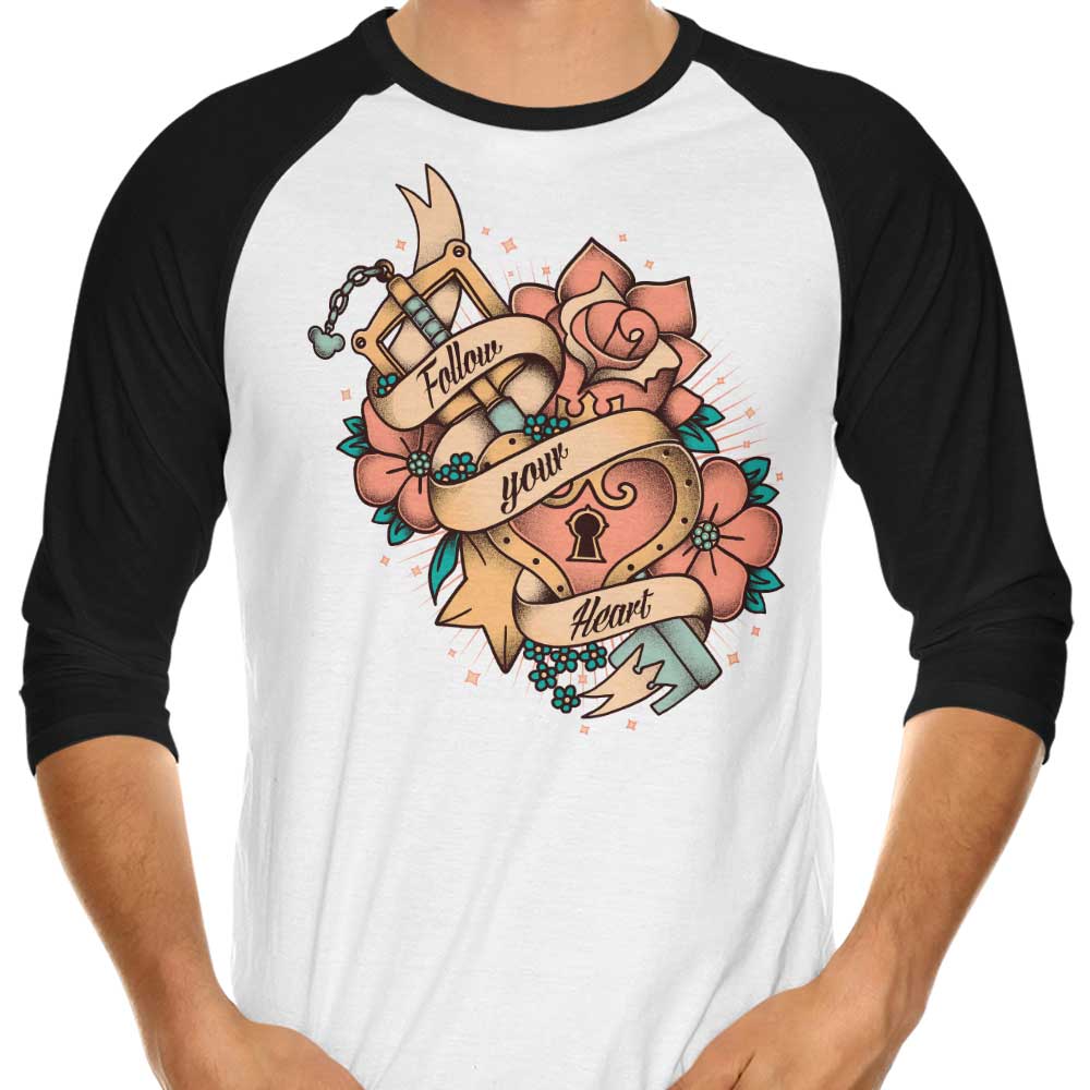 Follow Your Heart 3/4 Sleeve Raglan - Adult & Kids T-Shirts, Sweatshirts & Hoodies apparel design preview 1