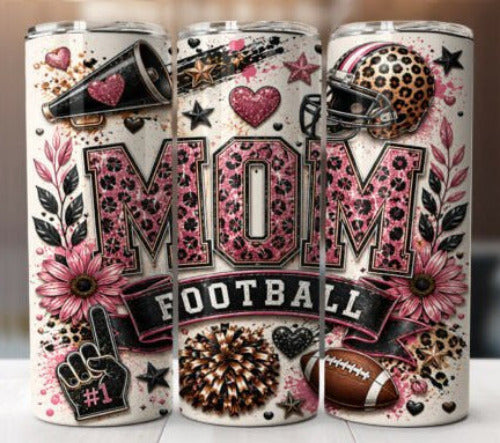 Football Mom Leopard 20 oz Skinny Tumbler Cup With - Adult & Kids T-Shirts, Sweatshirts & Hoodies apparel design preview 1