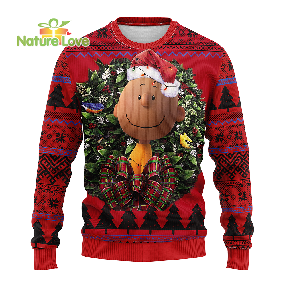 Franklin Peanuts Merry Xmas 3D Red Ugly Christmas Sweater product image