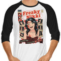 Freaky Comics 3/4 Sleeve Raglan - Adult & Kids T-Shirts, Sweatshirts & Hoodies apparel design preview 1