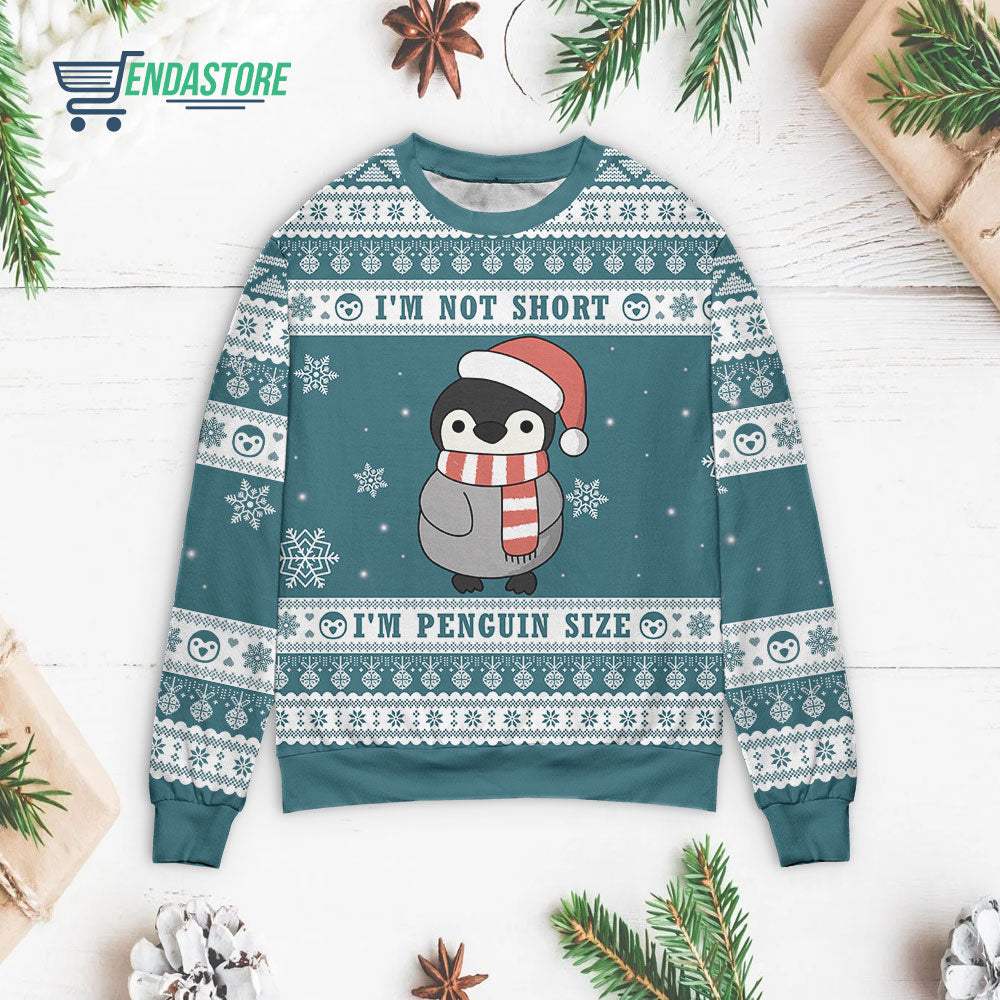 Merry xmas not short penguin size Christmas sweater product image 3