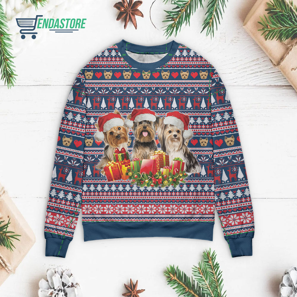 Three lovely yorkshire dog with Christmas sweater product image 3