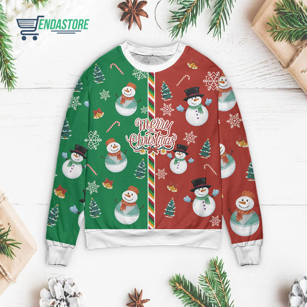 Two part green and red with snowman Christmas sweater product image 3