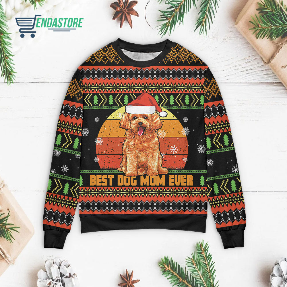 Poodle best dog mom ever Christmas sweater product image 3