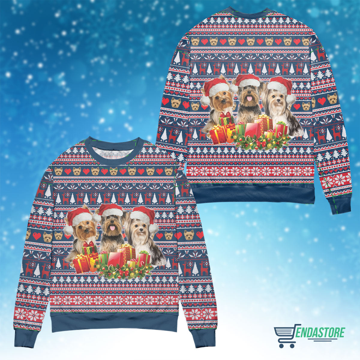 Three lovely yorkshire dog with Christmas sweater product image 4