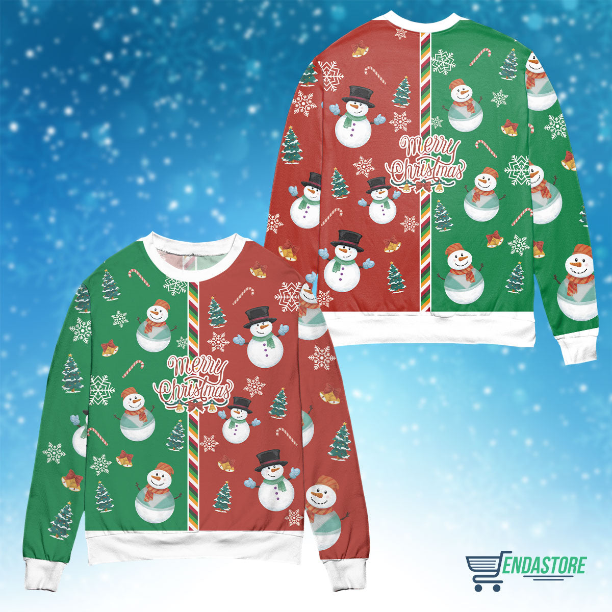Two part green and red with snowman Christmas sweater product image 4